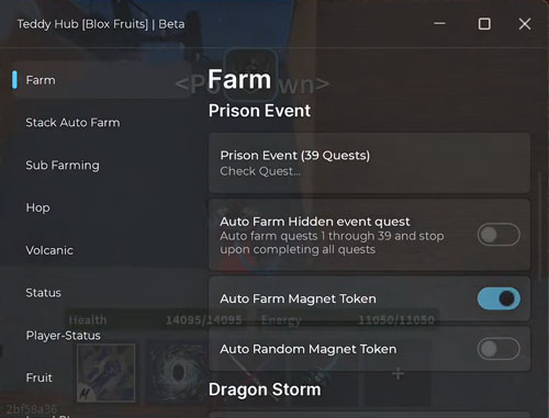 Blox Fruits Teddy Hub Script, Auto Farm Magnet Token, New Update 30, Auto Random Magnet Token, Prison Event