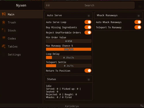 Karinderya Script Nyxen Hub No Key, Auto Serve Loop, Buy Missing Ingredients