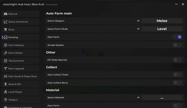 Blox Fruits Script | Moonlight Hub No Key | Auto Farm, Fast Attack, SEA Events, Fruit ESP