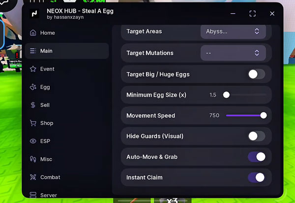 Steal an Egg | Neox Hub | Instant Claim, Instant Steal, Auto Farm, GodMode, Steal All Eggs