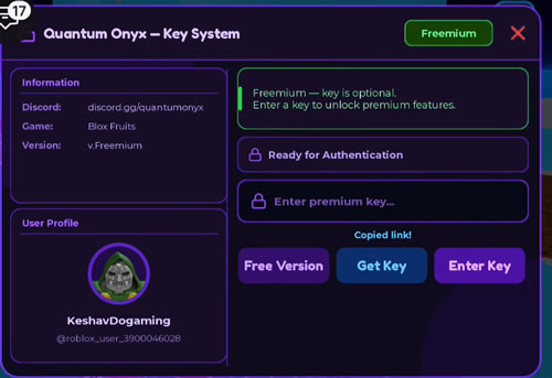 Blox Fruits QUANTUM ONYX Script New Update Free Key System