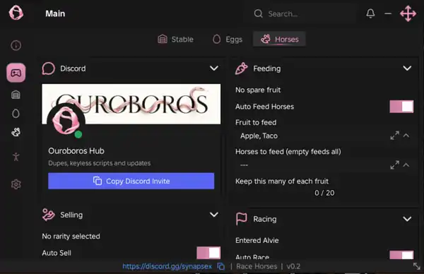 Race Horses Script  Auto Eggs, Feed, Race, Auto Apples (NO KEY!!) – Ouroboros Hub