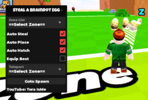 Steal a Brainrot Egg Script Tora isme No Key, Auto Steal, Auto Hatch, Goto Spawn