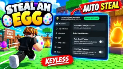 Steal An Egg OP Script No Key – Clout Hub (Auto Farm, Instant Steal, Dr.Scramble Event, God Mode