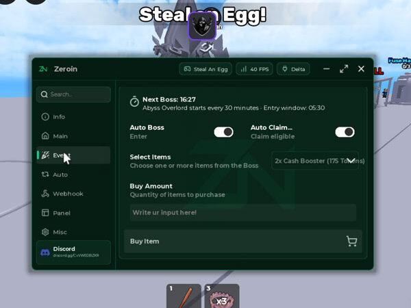 Steal an Egg Zeroin Hub Script – Boss Event, Auto Boss Event, Instant Steal