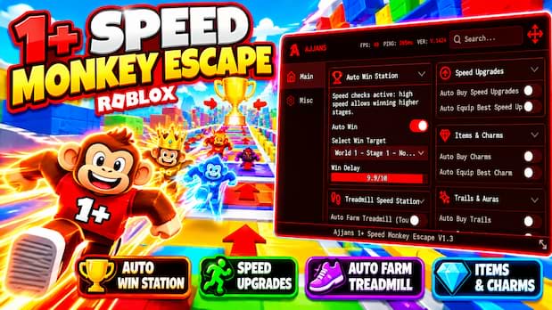 1+ Speed Monkey Escape Script – Auto Win Station