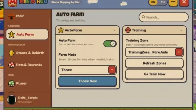 +1 Stone Skipping Script – Auto Farm, Training Zone, Auto Buy – Mario Hub