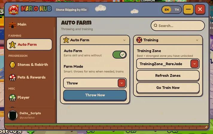 +1 Stone Skipping Script – Auto Farm, Training Zone, Auto Buy – Mario Hub