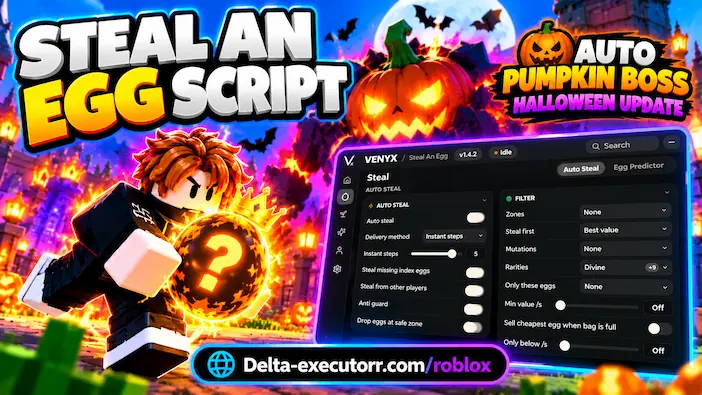 New Steal an Egg OP Script Keyless (Roblox) – Auto Steal, Auto PUMPKIN BOSS + HALLOWEEN UPDATE, Auto Treadmill