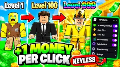 💸 +1 Money Per Click Script [KEYLESS] – INF MONEY, INF WINS