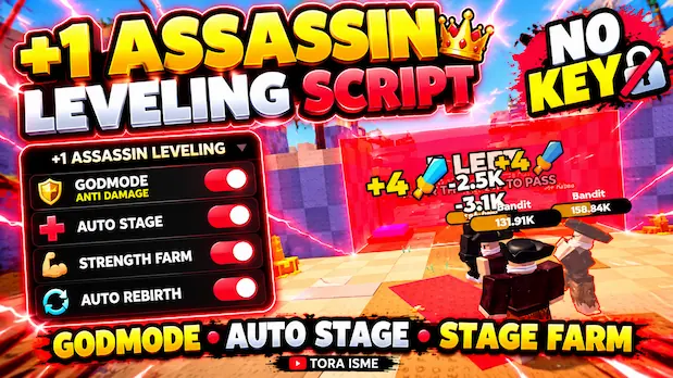 + 1 Assassin Leveling Script No Key – GodMode, Stage Farm, Strength Farm, Auto Rebirth