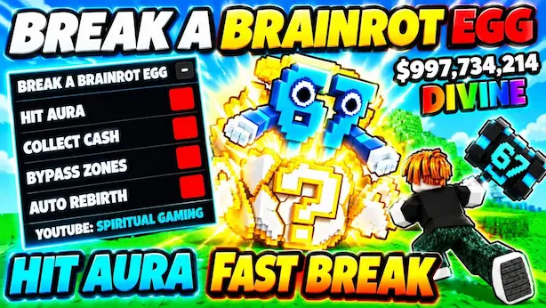 Break a Brainrot Egg Script – Hit Aura, Collect Cash, Bypass Zone