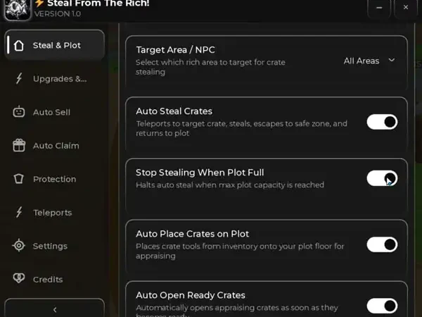 Steal From The Rich Script – Auto Steal Crates from the rich areas, Auto Place Crate onto Plot – CM Hub