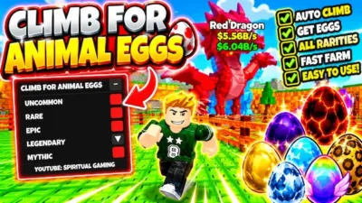 Climb for Animals Eggs Script – Auto Steal, Auto Hatch Eggs