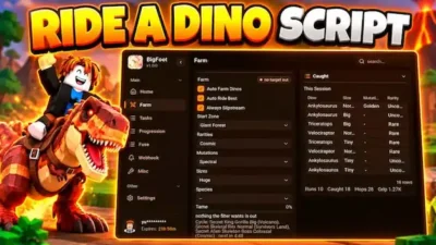 Ride a Dino Script – AUTO FARM DINOS, AUTO RIDE BEST, AUTO SLIPSTREAM, AUTO FUSE, HALLOWEEN EVENT