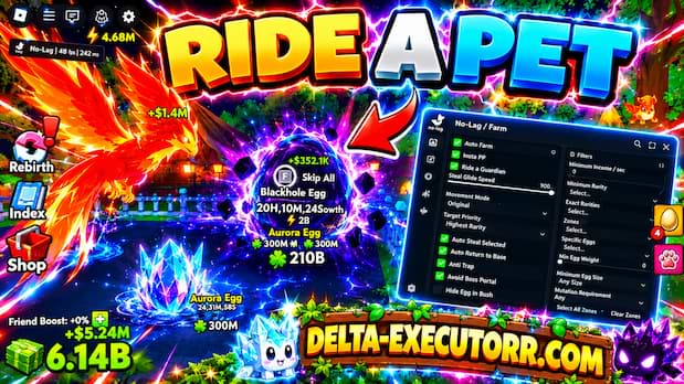 Ride a Pet Script – Auto Farm, Auto Hatch, Auto Place [No Key]