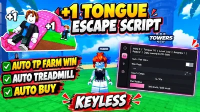 + Tounge Escape Script – Auto TP Farm Win, Auto Treadmill, Auto Buy