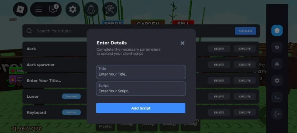 Add Script - Enter Title and Enter your Script