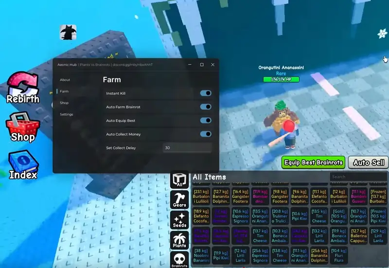 Aeonic Hub [OP] Plants Vs Brainrots Script - | Instant Kill, Auto Farm, Auto Equip Best