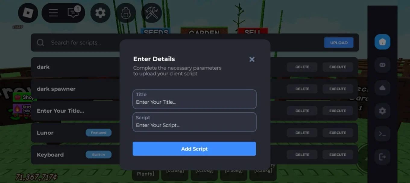 Add Script Title and Script in Delta Executor